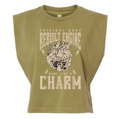 Original Body Rebuilt Engine Runs Like A Charm Open Heart Garment-Dyed Women's Muscle Tee