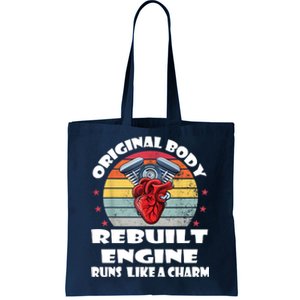 Original Body Rebuilt Engine Runs Like A Charm Car Engine Heart Tote Bag