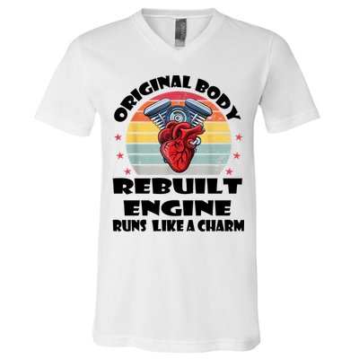 Original Body Rebuilt Engine Runs Like A Charm Car Engine Heart V-Neck T-Shirt