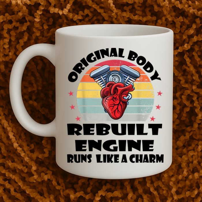 Original Body Rebuilt Engine Runs Like A Charm Car Engine Heart Mug