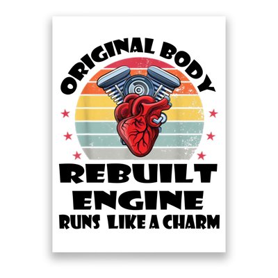 Original Body Rebuilt Engine Runs Like A Charm Car Engine Heart Poster