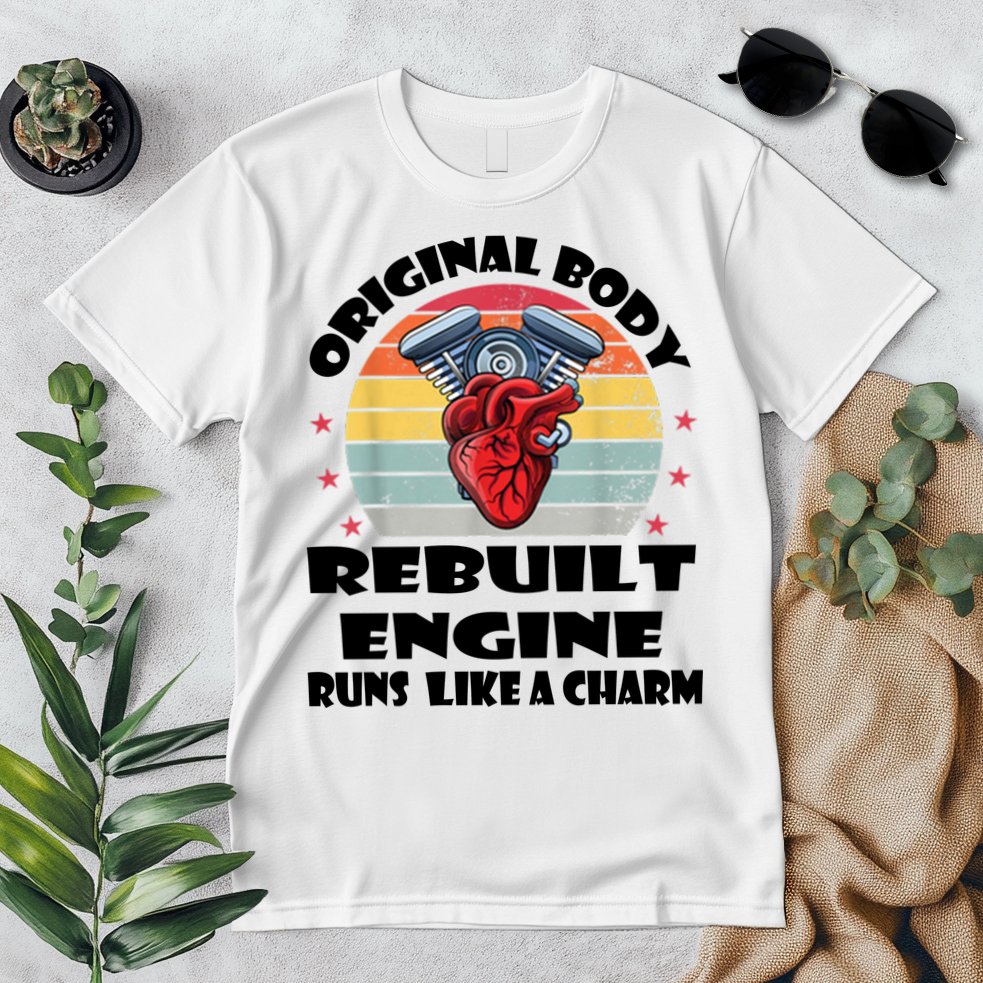 Original Body Rebuilt Engine Runs Like A Charm Car Engine Heart Premium T-Shirt