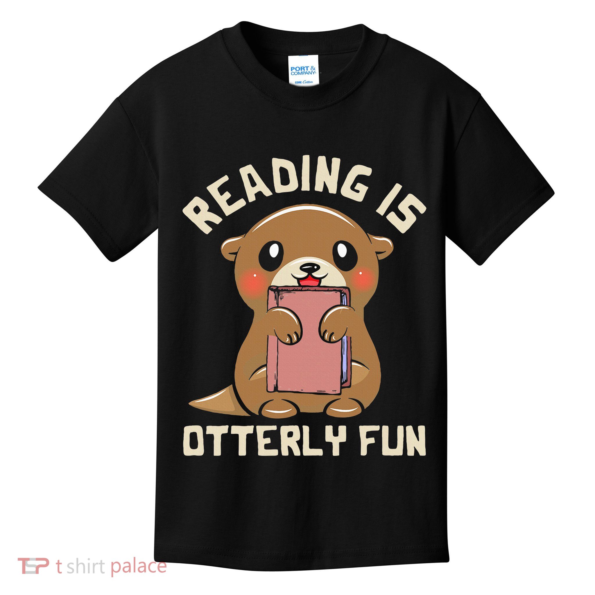 Otter Book Reading Bookworm Animal Gift Otter Kids T-Shirt
