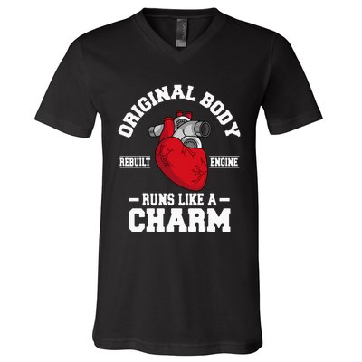 Original Body Rebuilt Engine Works Like A Charm Open Heart V-Neck T-Shirt