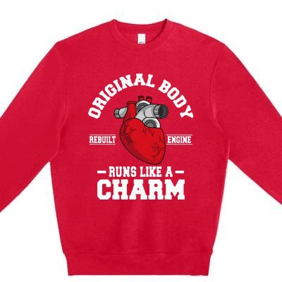 Original Body Rebuilt Engine Works Like A Charm Open Heart Premium Crewneck Sweatshirt