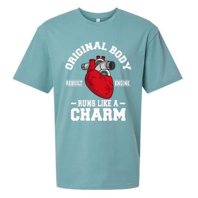 Original Body Rebuilt Engine Works Like A Charm Open Heart Sueded Cloud Jersey T-Shirt