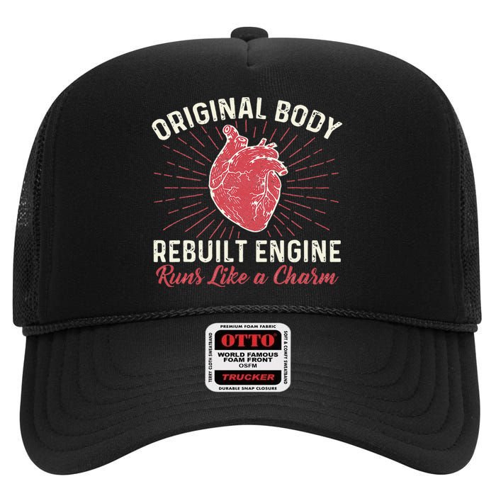 Original Body Rebuilt Engine Heart Attack Survivor Recovery High Crown Mesh Back Trucker Hat