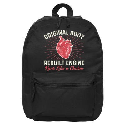 Original Body Rebuilt Engine Heart Attack Survivor Recovery 16 in Basic Backpack