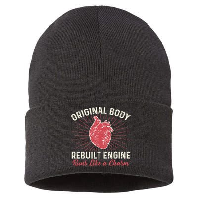 Original Body Rebuilt Engine Heart Attack Survivor Recovery Sustainable Knit Beanie