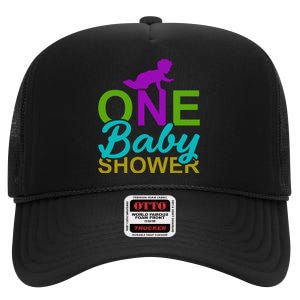 One Baby Shower High Crown Mesh Back Trucker Hat