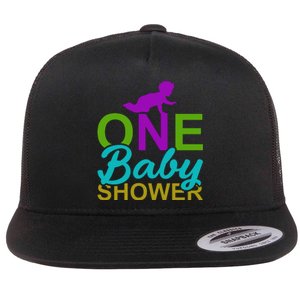 One Baby Shower Flat Bill Trucker Hat