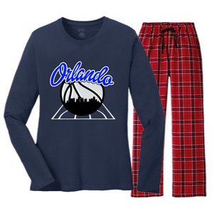 Orlando Basketball Skyline Women's Long Sleeve Flannel Pajama Set 