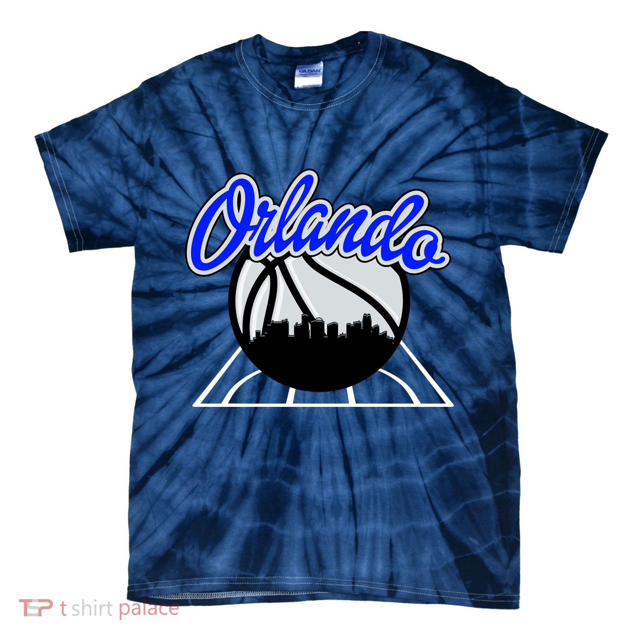 Orlando Basketball Skyline Tie-Dye T-Shirt