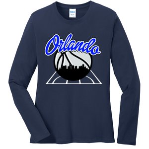 Orlando Basketball Skyline Ladies Long Sleeve Shirt