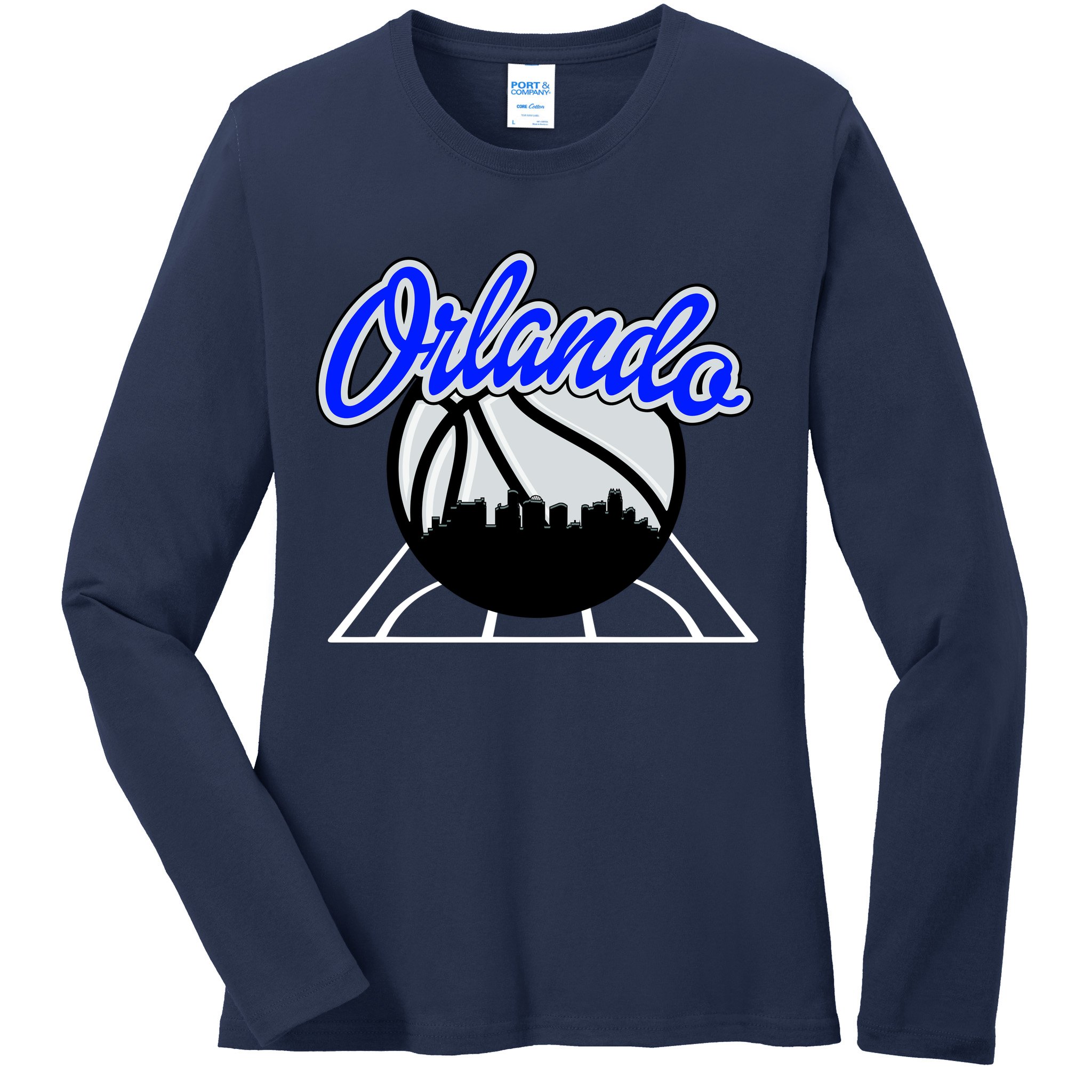 Orlando Basketball Skyline Ladies Long Sleeve Shirt