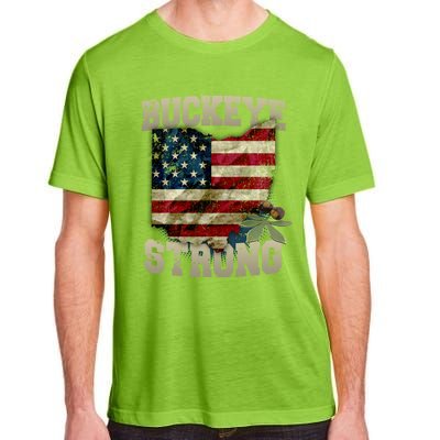 Ohio Buckeye Strong Ohio Usa Flag Overlay Gift Adult ChromaSoft Performance T-Shirt