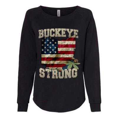 Ohio Buckeye Strong Ohio Usa Flag Overlay Gift Womens California Wash Sweatshirt