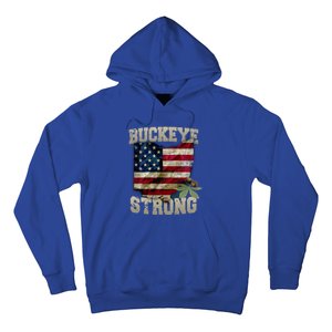 Ohio Buckeye Strong Ohio Usa Flag Overlay Gift Hoodie