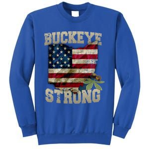 Ohio Buckeye Strong Ohio Usa Flag Overlay Gift Sweatshirt