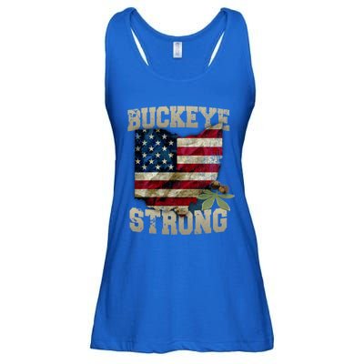 Ohio Buckeye Strong Ohio Usa Flag Overlay Gift Ladies Essential Flowy Tank