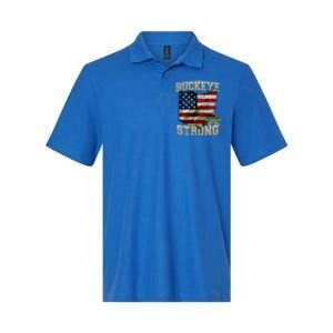 Ohio Buckeye Strong Ohio Usa Flag Overlay Gift Softstyle Adult Sport Polo