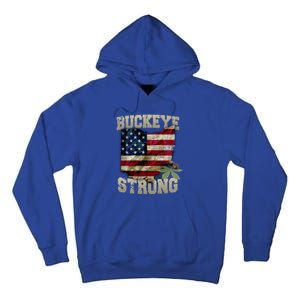 Ohio Buckeye Strong Ohio Usa Flag Overlay Gift Tall Hoodie