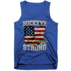 Ohio Buckeye Strong Ohio Usa Flag Overlay Gift Tank Top