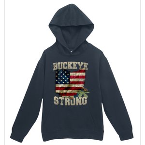 Ohio Buckeye Strong Ohio Usa Flag Overlay Gift Urban Pullover Hoodie