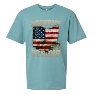 Ohio Buckeye Strong Ohio Usa Flag Overlay Gift Sueded Cloud Jersey T-Shirt