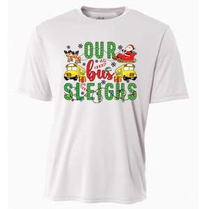 Our Bus Sleighs Bus Driver Christmas Bus Driver Xmas Party Cooling Performance Crew T-Shirt