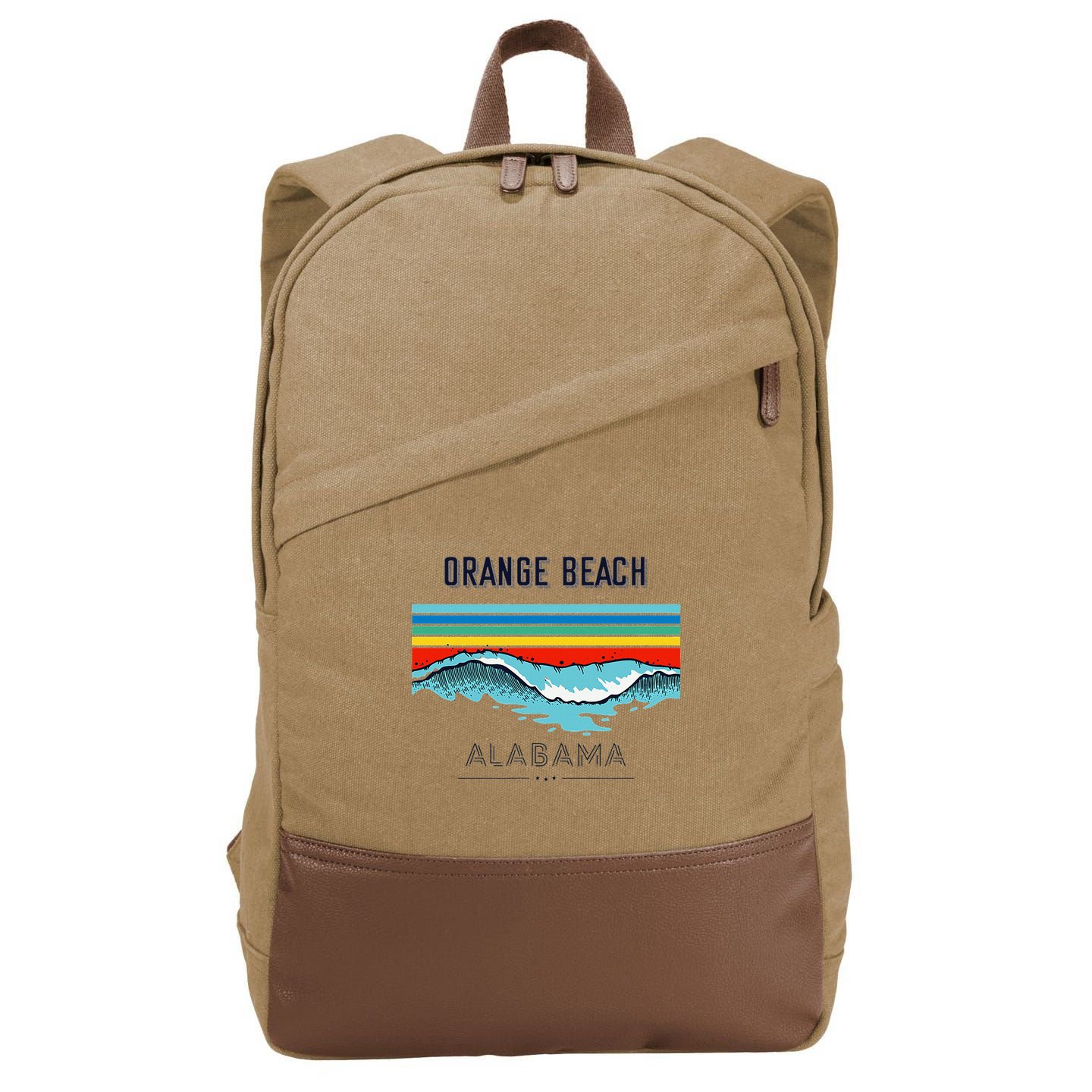 Orange Beach Souvenir Alabama Reminder Cotton Canvas Backpack