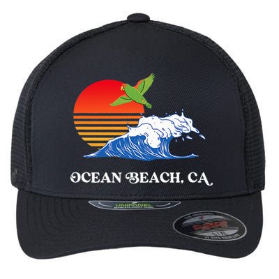 Ocean Beach San Diego California Sunset Ob Parrot Flexfit Unipanel Trucker Cap