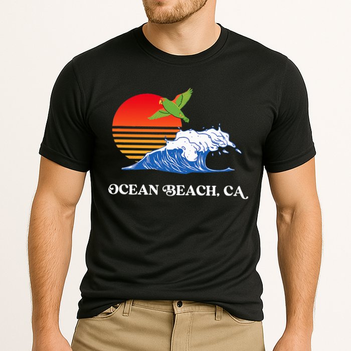 Ocean Beach San Diego California Sunset Ob Parrot Cooling Performance Crew T-Shirt
