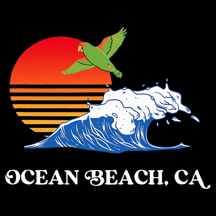 Ocean Beach San Diego California Sunset Ob Parrot Cooling Performance Crew T-Shirt