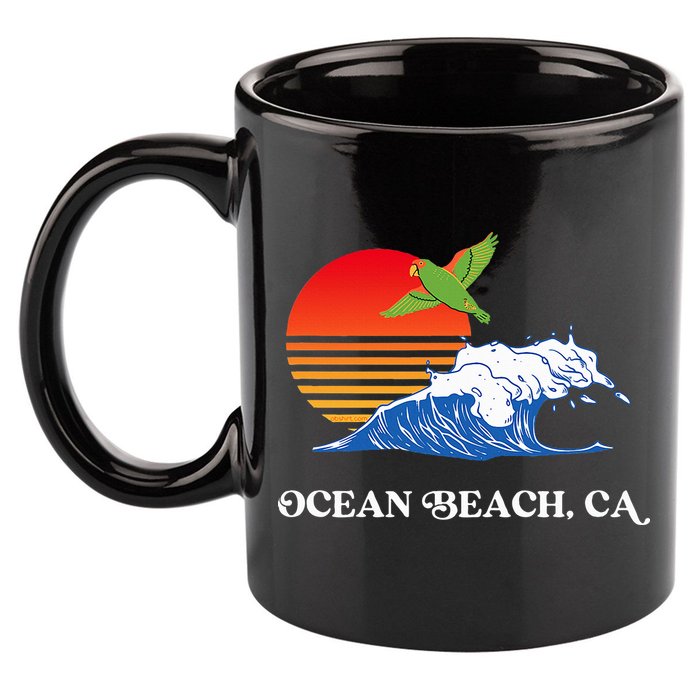Ocean Beach San Diego California Sunset Ob Parrot 11oz C Handle Ceramic Mug