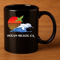 Ocean Beach San Diego California Sunset Ob Parrot 11oz C Handle Ceramic Mug