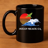 Ocean Beach San Diego California Sunset Ob Parrot 11oz C Handle Ceramic Mug