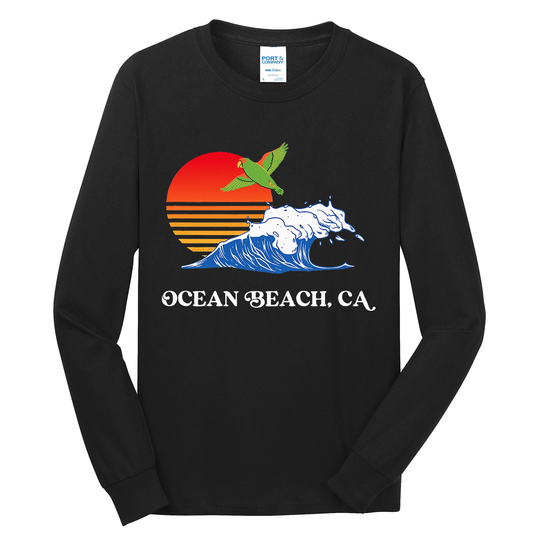 Ocean Beach San Diego California Sunset Ob Parrot Tall Long Sleeve T-Shirt
