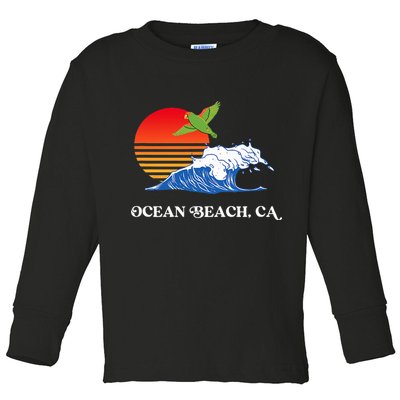 Ocean Beach San Diego California Sunset Ob Parrot Toddler Long Sleeve Shirt