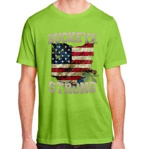 Ohio Buckeye Strong Ohio USA Flag Overlay Adult ChromaSoft Performance T-Shirt