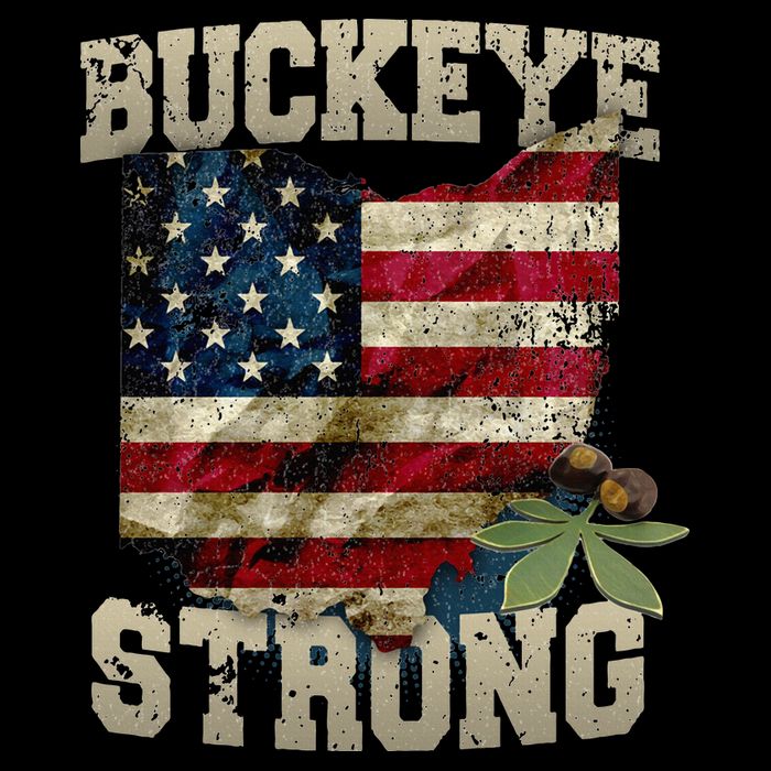 Ohio Buckeye Strong Ohio USA Flag Overlay Long Sleeve Shirt