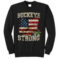 Ohio Buckeye Strong Ohio USA Flag Overlay Sweatshirt