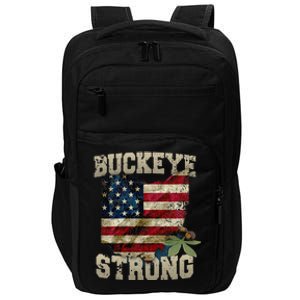 Ohio Buckeye Strong Ohio USA Flag Overlay Impact Tech Backpack