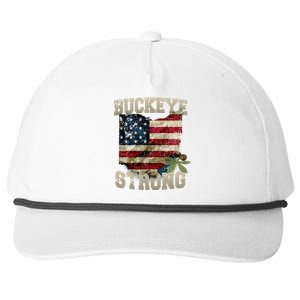 Ohio Buckeye Strong Ohio USA Flag Overlay Snapback Five-Panel Rope Hat