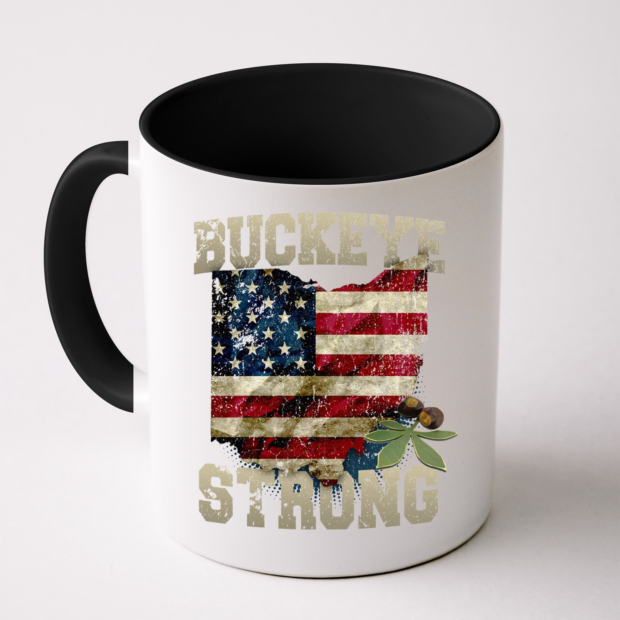 Ohio Buckeye Strong Ohio USA Flag Overlay Mug