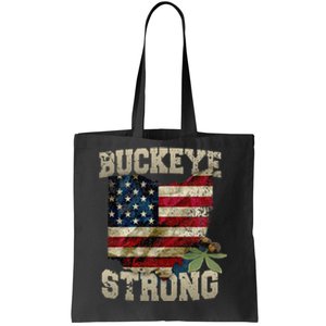 Ohio Buckeye Strong Ohio USA Flag Overlay Tote Bag