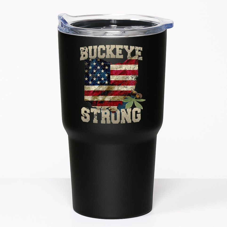 Ohio Buckeye Strong Ohio USA Flag Overlay Tumbler