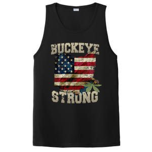 Ohio Buckeye Strong Ohio USA Flag Overlay PosiCharge Competitor Tank