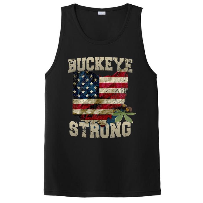 Ohio Buckeye Strong Ohio USA Flag Overlay PosiCharge Competitor Tank