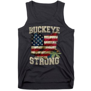 Ohio Buckeye Strong Ohio USA Flag Overlay Tank Top